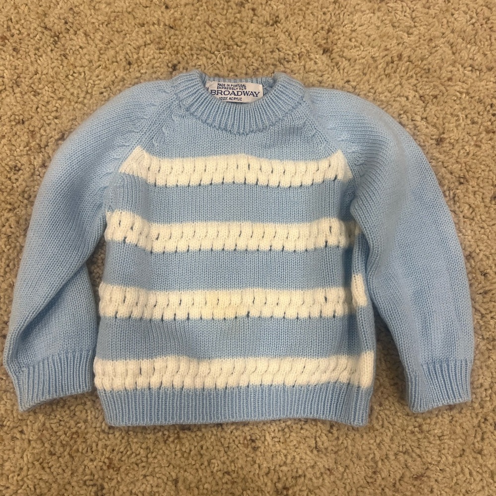 Vintage baby boy sweater blue and white